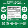 Zazzee Extra Strength Wild Lettuce 4:1 Extract, 500 mg Strength, 120 Vegan Capsules, Potent Lactuca Virosa Variety, Standardized and Concentrated 4X Extract, 100% Vegetarian, All-Natural and Non-GMO