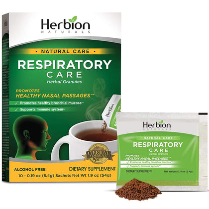 Herbion Naturals Respiratory Care Herbal Granules - 10 Ct for The Whole Family - Promotes Healthy Nasal Passages & Respiratory Function - Relieves Cold and Flu Symptoms - Supports Immune System