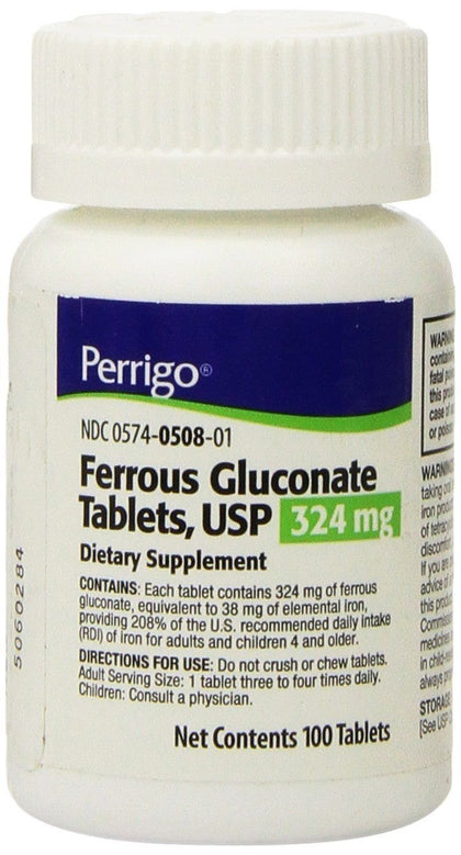 Ferrous GLUCONATE 324MG PADD 100TB Paddock Laboratories INC