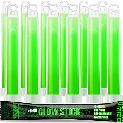 EVERLIT Survival Emergency Glow Sticks- 6 Inches Light Sticks for First Aid Kit, Survival Kit, Camping, Hiking, Outdoor, Disasters, Emergencies Up to 12 Hours Duration (12 Pack, Green)