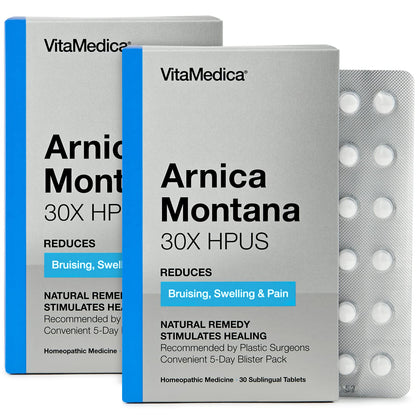 VitaMedica Arnica Montana Blister Pack 30X Tablets for Bruising Pain and Swelling | Plant Based Formula | Recommended by Plastic Surgeons | Natural Recovery Surgery Or Injury | 2 Pack | 30 Servings