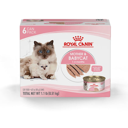 Royal Canin Feline Health Nutrition Mother & Babycat Ultra Soft Mousse in Sauce Wet Canned Cat Food, Supports Healthy Digestion and Brain Development, 3 oz, 6 Pack