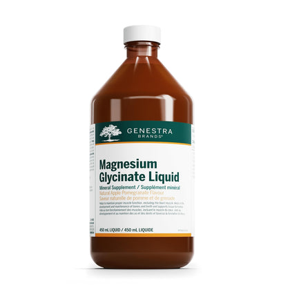 Genestra Brands Magnesium Glycinate Liquid | Supports Normal Muscle Function and Helps Metabolize Carbs and Proteins | 15.2 Fl Oz | Apple Pomegranate Flavor