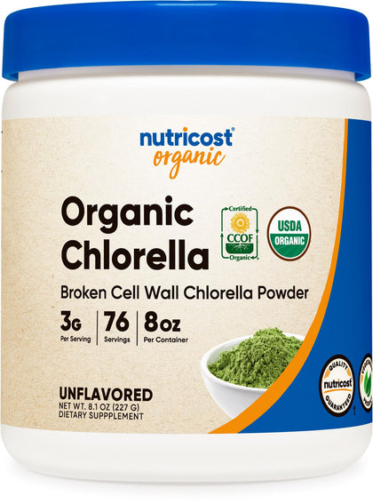 Nutricost Organic Chlorella Powder 8oz - 3000mg Per Serving - Non-GMO, Gluten Free