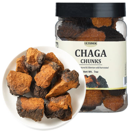 Premium Chaga Mushroom Chunks 7 Oz/199g,Selected Natural Chaga Mushroom Tea,100% Siberian Wild Harvested.