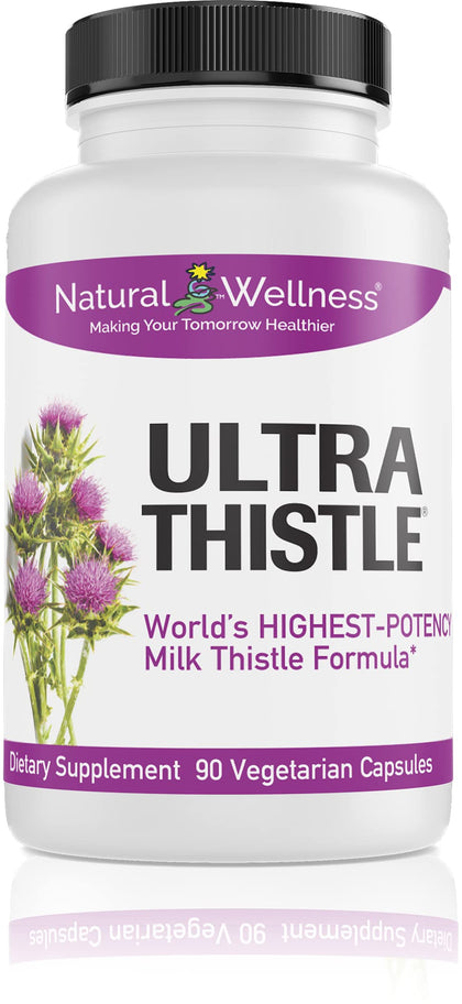 Natural Wellness Herbal Liver Cleanse & Detox Milk Thistle Formula - UltraThistle® Pure Silybin Phytosome and Phosphatidylcholine Patented Formula (No Soy) - 1080mg - 30 Day Supply