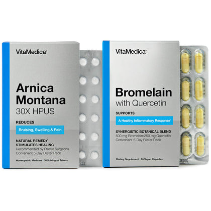 VitaMedica Arnica and Bromelain Blister Packs Bundle | for Post Surgery and Muscle Recovery | Bruise Relief | Plant Based Natural Formulas | 2 Product Bundle for Healing Support | 5 Day Supply