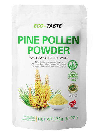 ECO-TASTE Pine Pollen Powder 6 Ounce, Wild Harvested - Pinus Tabuliformis? 99% Cracked Cell Wall