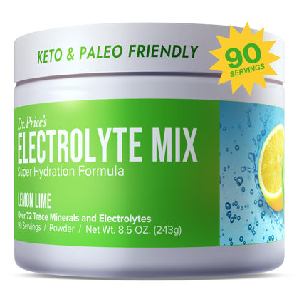 Electrolytes Powder No Sugar - Lemon-Lime Electrolyte Mix - Hydration Drink - Keto Electrolytes - Fasting Electrolytes - Water Enhancer, No Tablets, Non-GMO, Gluten Free, Sports Drink - 90 Servings