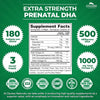 Zazzee Extra Strength Prenatal DHA 500 mg, 180 Enteric Coated Softgels, 1000 mg Omega 3s, 1000 UI Vitamin D3, Burp Free, No Fishy Aftertaste, Superior Triglyceride Form, Purified Deep Sea Fish Oil