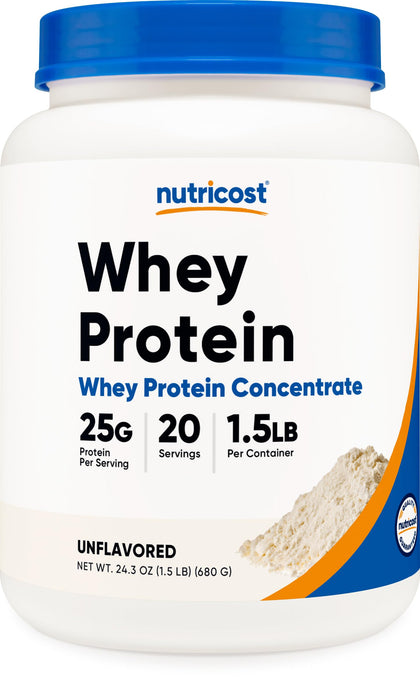 Nutricost Whey Protein Concentrate (1.5 Pounds, Unflavored) - 25 Grams of Protein Per Serving