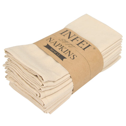 INFEI Solid Color Cotton Linen Blended Thin Dinner Cloth Napkins - Set of 12 (40 x 40 cm) - for Events & Home Use (Linen)