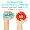 Vive Hand Strengthener Grip Ring (6 Pack) - Forearm Ring Hand Exercisers - Silicone Squeezer Gripper for Muscle Strengthening Training Tool - Arthritis Finger Physical Therapy PT Kit Trainer