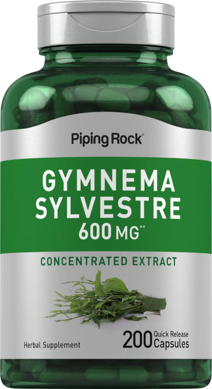 Piping Rock Gymnema Sylvestre Supplements 600 mg | 200 Capsules | Concentrated Herbal Extract | Non-GMO and Gluten Free