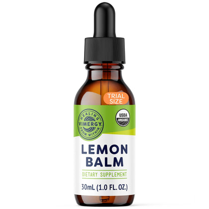 Vimergy USDA Organic Lemon Balm Extract, Travel Size, 30 Servings, Supports Calm & Relaxed Feeling- Relief from Occasional Nervous Tension, Alcohol-Free, Gluten Free, Non-GMO, Kosher, Vegan (30 ml)