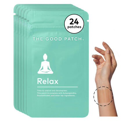 The Good Patch Relax Patches, to Unwind and Decompress, Natural Patch with Ashwagandha, Ginger Root, Plant Powered Wearable Wellness, Sustained Release (24 Total Patches)