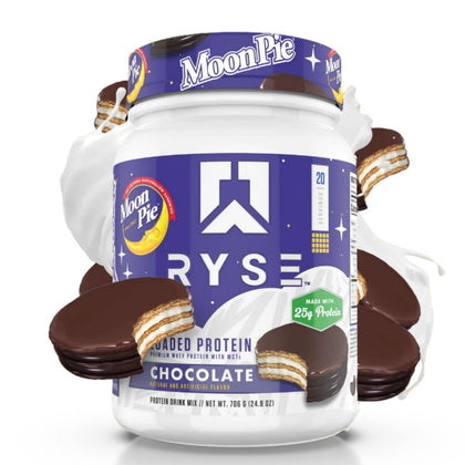 Ryse Loaded Protein Powder | 25g Whey Protein Isolate & Concentrate | with Prebiotic Fiber & MCTs | Low Carbs & Low Sugar | 20 Servings (Moon Pie Chocolate)