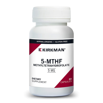 Kirkman 5-MTHF ([6S]-5-Methyltetrahydrofolate) 5 mg - Hypoallergenic | 60 Vegetarian Capsules