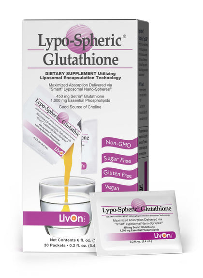 Lypo-Spheric Glutathione - 30 Packets - 450 mg Glutathione Per Packet - Liposome Encapsulated for Maximum Bioavailability - Professionally Formulated - 100% Non-GMO