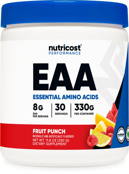 Nutricost EAA Powder 30 Servings (Fruit Punch) - Essential Amino Acids - Non-GMO, Gluten Free, Vegetarian Friendly