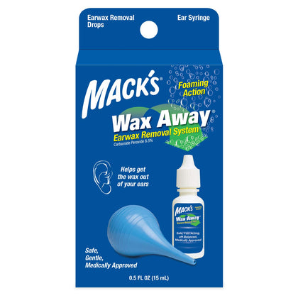 Mack's Wax Away Ear Wax Removal System - 0.5 FL OZ Ear Drops with Ear Syringe