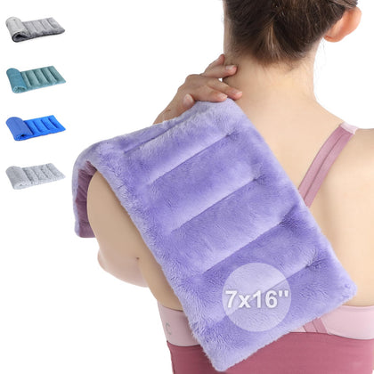 SuzziPad Microwave Heating Pad for Pain Relief, 7x16 Microwavable Heating Pads for Cramps, Muscle Ache, Joints, Neck Shoulder, Bean Bag Moist Heat Pack, Warm Compress, Purple