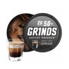 Grinds Coffee Pouches | 3 Cans of Double Shot Espresso | 18 Pouches Per Can | 2x Caffeine 1 Pouch eq. 1/2 Cup of Coffee