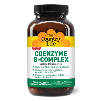 Country Life, Coenzyme B-Complex Vitamin, Support Energy and Metabolism, Daily Supplement, 240 ct