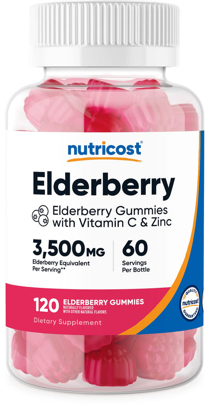 Nutricost Elderberry Gummies 100mg with Zinc & Vitamin C 120 Gummies, 60 Servings - Gluten Free, No Corn Syrup