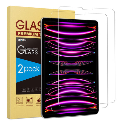 SPARIN 2 Pack Screen Protector Compatible with iPad Pro 12.9 inch 2022/2021/2020/2018 Released (6th/5th/4th/3rd) without Home Button, Tempered Glass Screen Protector Work with Face ID