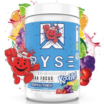 Ryse Element Series BCAA Focus | Hydrate, Focus, Recover | Designed for Versatility | with BCAAs, Caffeine, & Electrolytes | 30 Servings (Tropical Punch)