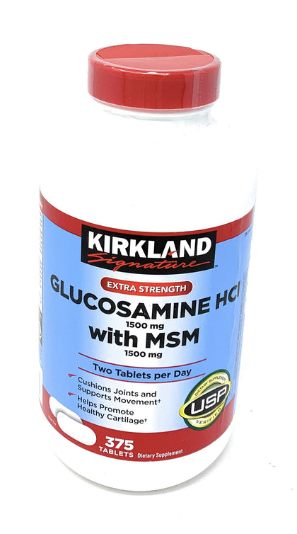 Kirkland Signature Extra Strength Glucosamine HCI 1500mg, With MSM 1500 mg, 375-Count Tablets