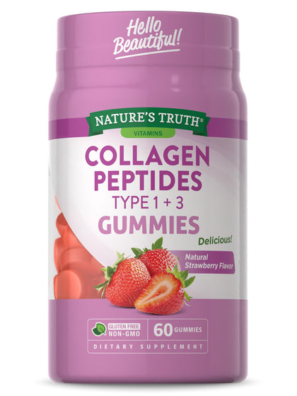 Nature's Truth Collagen Gummies for Women | 60 Count Type 1 and 3 | Strawberry Flavor | Non-GMO, Gluten Free Collagen Peptide Supplement