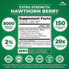 Zazzee Extra Strength Hawthorn Berry 20:1 Extract, 8000 mg Strength, 2% Vitexin, 150 Vegan Capsules, 5 Month Supply, Concentrated and Standardized Potent 20X Extract, Non-GMO and All-Natural