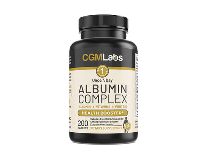 CGM Labs - Once A Day Albumin Complex - Whey Protein, Royal Jelly, Essential Amino Acids - 200 Chewable Tablets