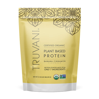 Truvani Vegan Protein Powder | Banana Cinnamon | 20g Organic Plant Based Protein | 10 Servings | Pea Protein for Women and Men | Keto | Gluten & Dairy Free | Low Carb | No Added Sugar