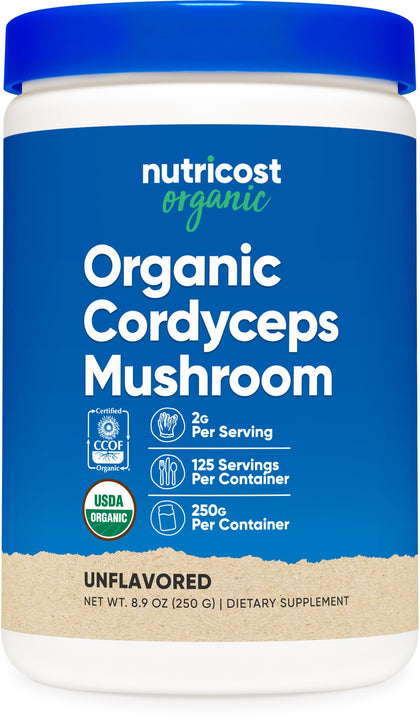 Nutricost Organic Cordyceps Mushroom Powder 250 Grams - USDA Certified Organic, Non-GMO, Gluten Free