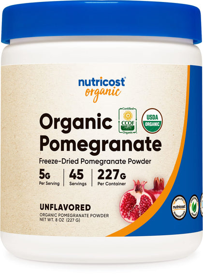 Nutricost Organic Pomegranate Powder 8oz - USDA Certified Organic Freeze-Dried Pomegranate Powder