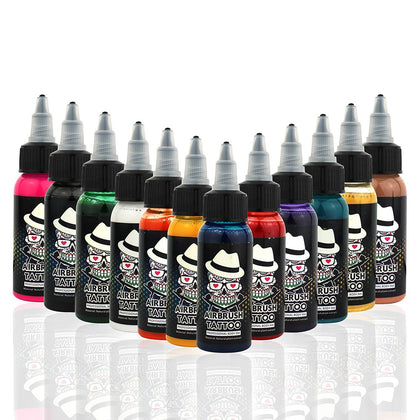 OPHIR 12x30ML/Bottle Airbrush Body Art Inks Pigment for Airbrushing Temporary Tattoo Airbrush Body Tattoo Colors