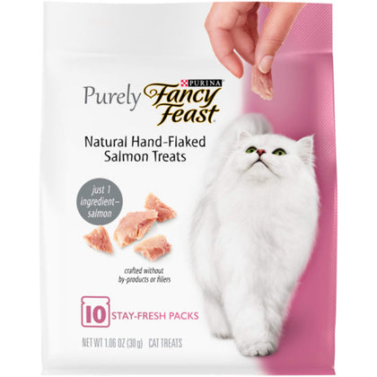 Purina Fancy Feast Natural Cat Treats, Purely Natural Hand-Flaked Salmon - (Pack of 5) 10 ct. Pouches