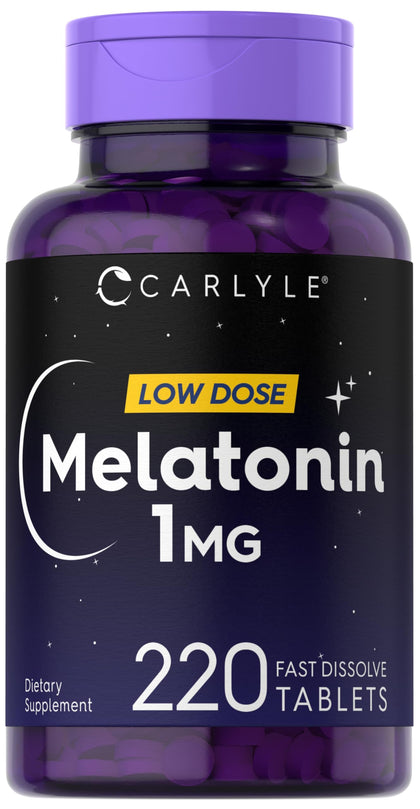 Carlyle Melatonin 1 mg | 220 Fast Dissolve Tablets | Low Dose | Vegetarian, Non-GMO, Gluten Free