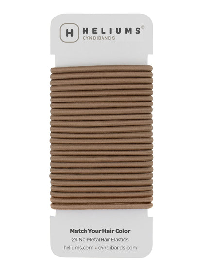 Cyndibands Elastic Hair Ties - Light Brown - 24 Count, 4mm x 1.75 Inch Diameter Ponytail Holders