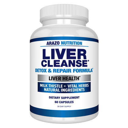 Arazo Nutrition Liver Cleanse Detox & Repair Formula - Milk Thistle Herbal Support Supplement: Silymarin, Beet, Artichoke, Dandelion, Chicory Root