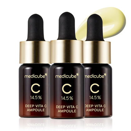 Medicube Deep Vita C Serum 2.0 || 14.5% Pure Vitamin C reduce the appearance of hyperpigmentation, dark spots, and blemishes | 16 self-tests complete | Korean skincare (10g * 3 bottles)