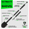 Rhino USA Survival Shovel w/Pick - Heavy Duty Carbon Steel Military Style Entrenching Tool for Off Road, Camping, Gardening, Beach, Digging Dirt, Sand, Mud & Snow. (Survival Shovel)