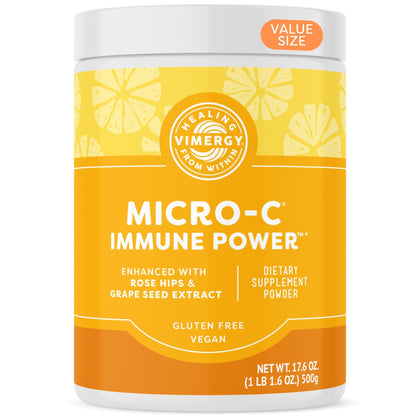 Vimergy Micro-C Immune Power TM * - 500g - 278 Servings - 1000mg/serving - Gentle Form - Antioxidant Phytonutrients - Immune & Nerve Support - Benefits Bone & Cartilage - Gluten-Free - Kosher - Vegan