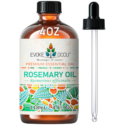 EVOKE OCCU Rosemary Essential Oil for Hair Growth, Nourishing Treatment for Split Ends and Dry, Suitable for All Hair Types and Eyelash Growth - 4 FL Oz