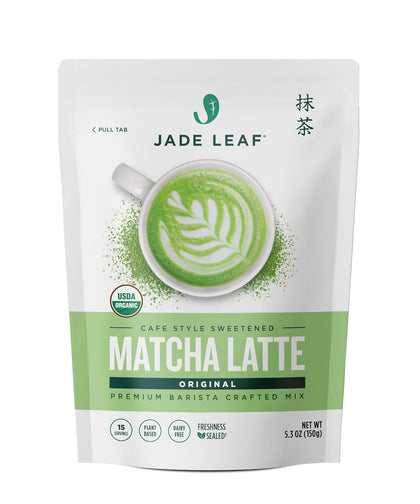 Jade Leaf Matcha Organic Café Style Sweetened Matcha Latte Premium Barista Crafted Mix - Original - Authentically Japanese (5.3 Ounce Pouch) (Expiry 6/28/2025)