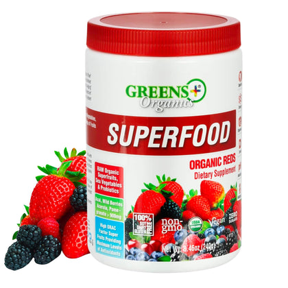 Greens+ Organic Reds Superfood Powder, Antioxidant, Polyphenol, Blend for Morning Kick, Energy, Vitality Boost, Nutrition, Vibrant Health, Vegan Soy/Dairy/Gluten Free(8.46oz)