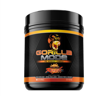 Gorilla Mode Pre Workout - Massive Pumps · Laser Focus · Energy · Power - L-Citrulline, Creatine, L-Tyrosine, Betaine, Hydroprime®, Alpha-GPC, 400mg Caffeine, Huperzine A - 796g (Orange Rush)